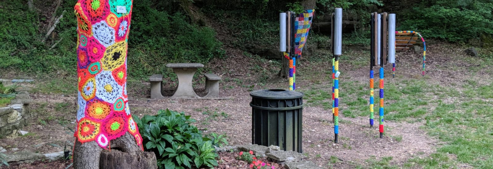 Yarn Bombing Eureka Style The Woods Cabins in Eureka Springs
