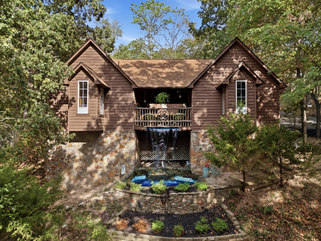 Twin Cabins Frontal View With Waterfall